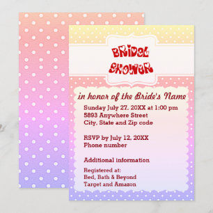 Yellow, Pink, Blue & White Polka Dots Heart Shower Invitation