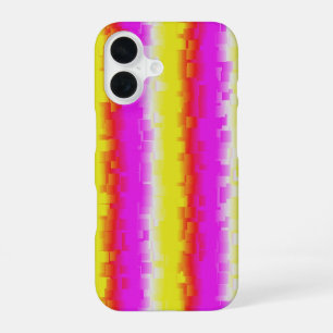 Yellow Pink Broken Glass Rainbow Stripes iPhone 16 Case