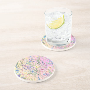 Yellow Pink Colourful Flowers Coaster