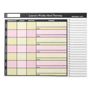 Yellow & Pink Custom Weekly Meal Planning Notepad
