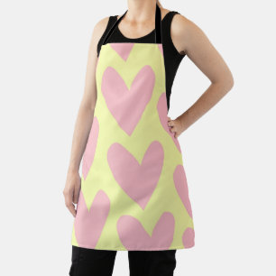 Yellow Pink Cute Simple Heart Y2K Pattern Apron