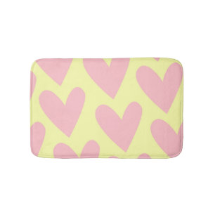 Yellow Pink Cute Simple Heart Y2K Pattern  Bath Mat