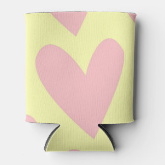 Yellow Pink Cute Simple Heart Y2K Pattern Can Cooler