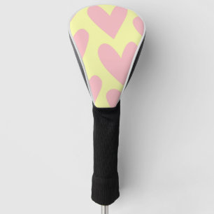 Yellow Pink Cute Simple Heart Y2K Pattern Golf Head Cover