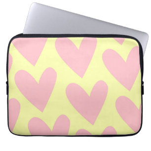 Yellow Pink Cute Simple Heart Y2K Pattern Laptop Sleeve