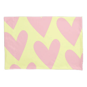 Yellow Pink Cute Simple Heart Y2K Pattern  Pillowcase