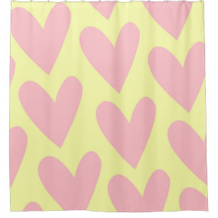 Yellow Pink Cute Simple Heart Y2K Pattern Shower Curtain