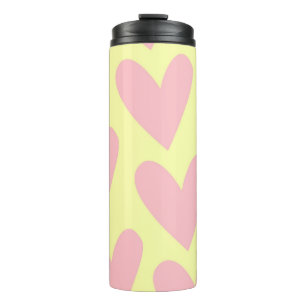 Yellow Pink Cute Simple Heart Y2K Pattern Thermal Tumbler