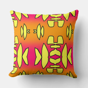 Yellow Pink Embellished Symbols Cushion
