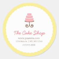 Yellow & Pink Fancy Cake Bakery Sticker Label