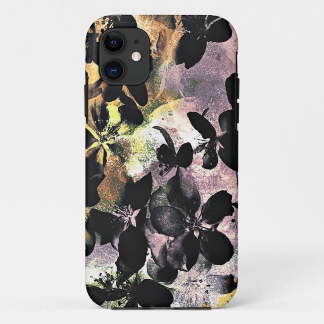 Yellow pink flower pattern floral digital art Case-Mate iPhone case (Back)