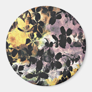 Yellow pink flower pattern floral digital art magnet