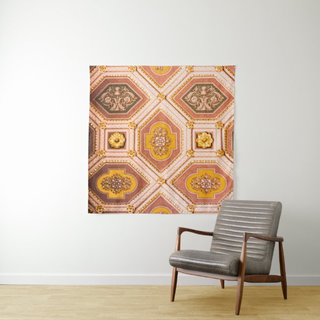 Yellow Pink Hungarian Architecture  Tapestry (In Situ)