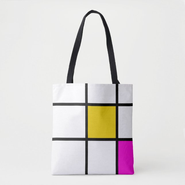 Yellow Pink Mondrian Style Tote Bag (Front)