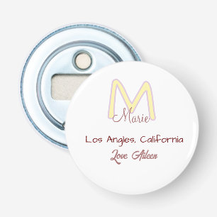 yellow pink monogram name love city marron trendy bottle opener