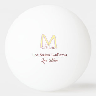 yellow pink monogram name love city marron trendy  ping pong ball