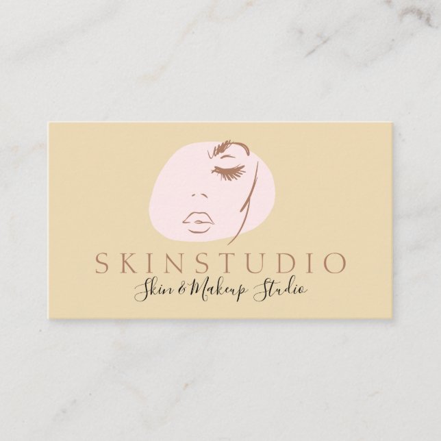 Yellow Pink Neutral Aesthetic Face Beauty Skin Business Card (Front)