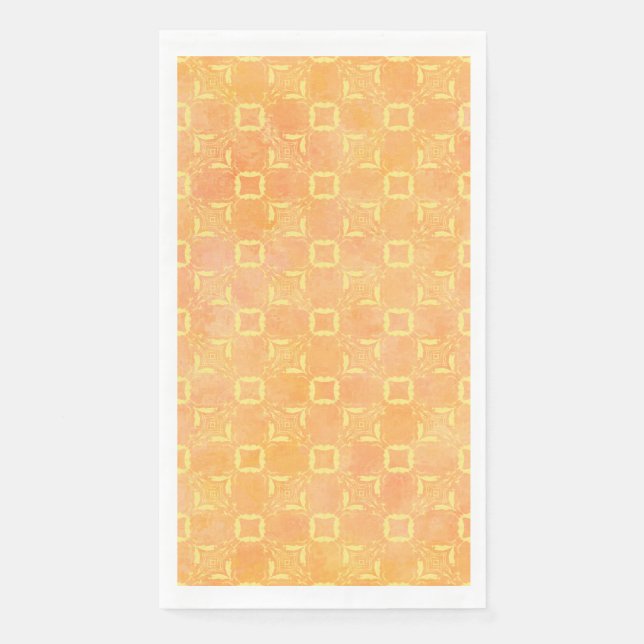 Yellow, Pink, & Orange Abstract Squares Pattern Napkin (Front)