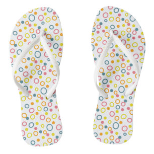 Yellow Pink Orange Aqua Circles and Dots Thongs