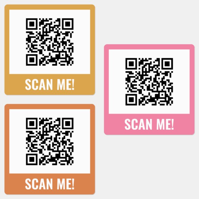 Yellow Pink Orange Scan Me! QR Code (Group)