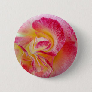 yellow pink petals 6 cm round badge