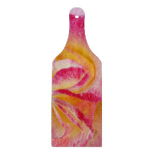 yellow pink petals cutting board