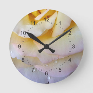 Yellow pink petals round clock