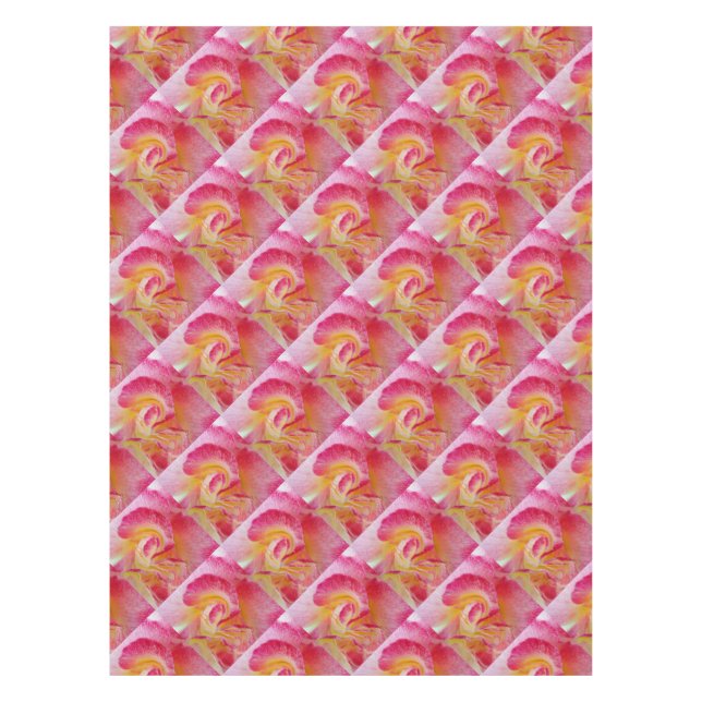 yellow pink petals tablecloth (Front)