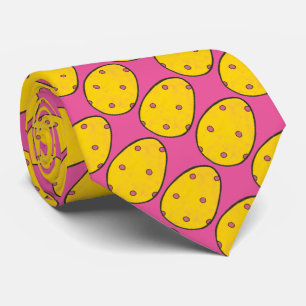 Yellow Pink Polka Dot Easter Basket Egg Eggs Tie