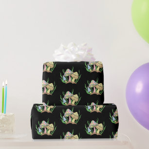Yellow Pink Pop Art Style Retro Mushroom Birthday  Wrapping Paper