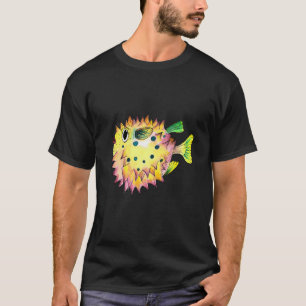 Yellow & Pink Pufferfish in watercolor T-Shirt