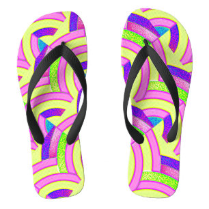 yellow pink purple zigzag chevron pattern thongs