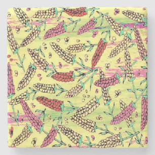 yellow, pink & red pattern stone coaster