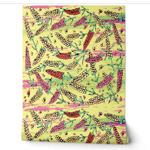 yellow, pink & red pattern wallpaper