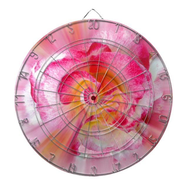 yellow pink Rose Dartboard (Front)