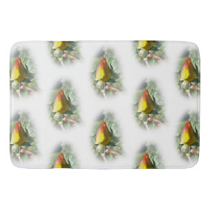 yellow pink rosebud bath mat