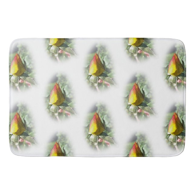 yellow pink rosebud bath mat (Front)