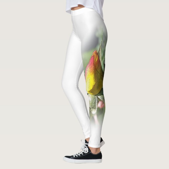 yellow pink rosebud leggings (Left)