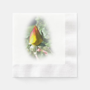 yellow pink rosebud napkin