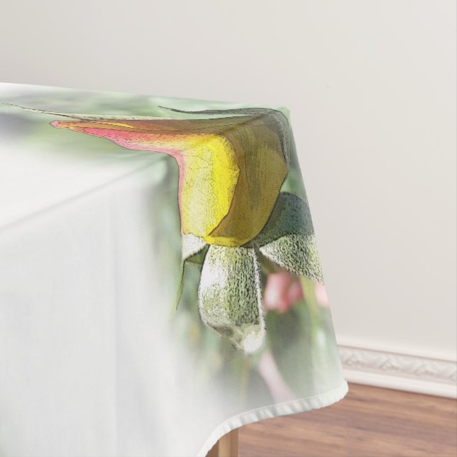 yellow pink rosebud tablecloth (In Situ)