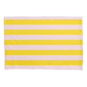 Yellow Pink Stripe Minimalist Modern Bedding Pillowcase