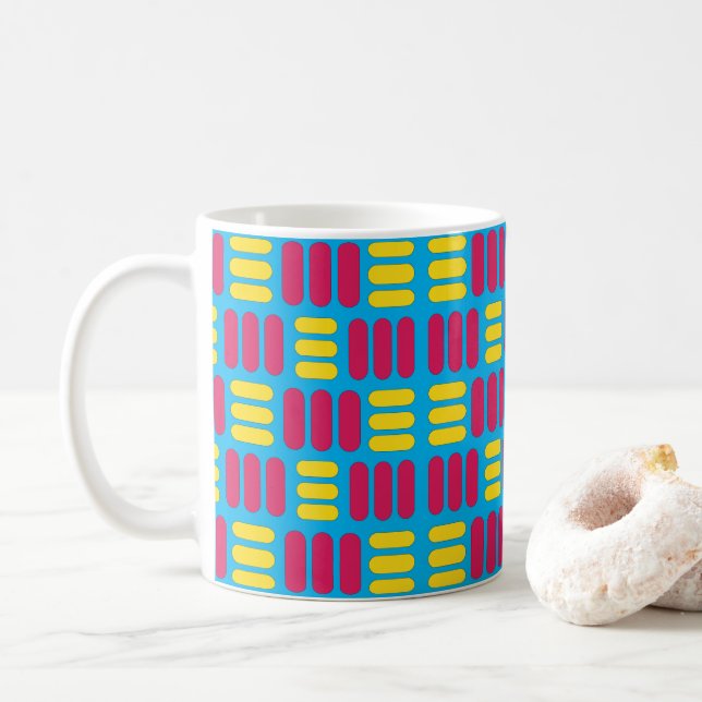 Yellow Pink Stripes  Coffee Mug (With Donut)