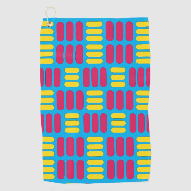 Yellow Pink Stripes  Golf Towel (Front)