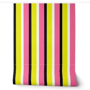 Yellow Pink Stripes Pattern Wallpaper