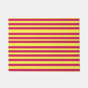 Yellow, Pink Strpies Door Mat