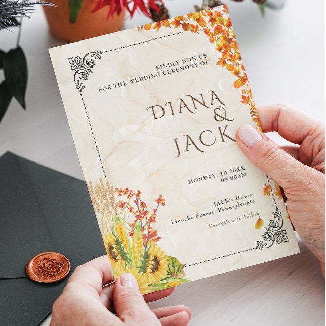 Yellow Pink Sunflower Wildflower Garden Wedding Invitation (Creator Uploaded)