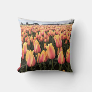 Yellow & Pink Tulip Field, Oregon Cushion