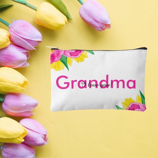 Yellow Pink Tulip Grandma Small Accessory Pouch  (Yellow Pink Tulip Grandma Small Accessory Pouch)