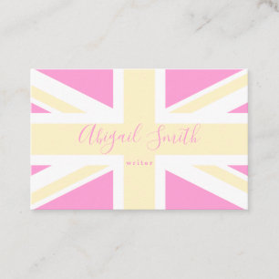 Yellow & Pink UK Flag / Union Jack   Personalised Business Card