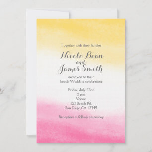 Yellow & Pink Watercolor Elegant Wedding Invitation